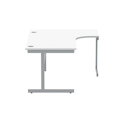Polaris Right Hand Radial SU Cantilever Desk 1600x1200x730mm Arctic White/Silver KF821470