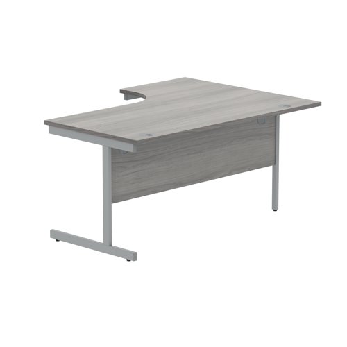 Polaris Left Hand Radial SU Cantilever Desk 1600x1200x730mm Alaskan Grey Oak/Silver KF821500 - KF821500