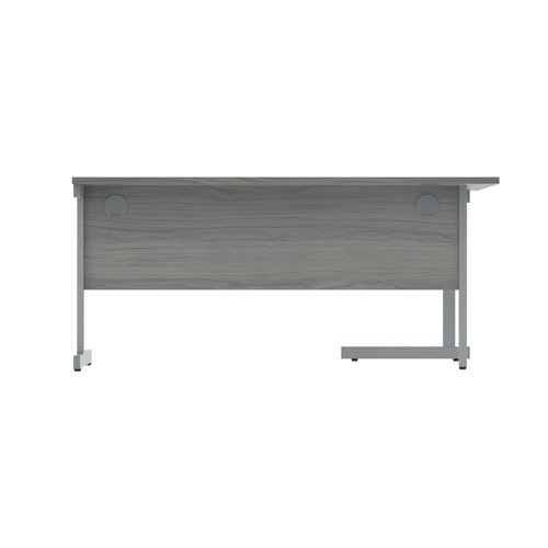 Polaris Left Hand Radial SU Cantilever Desk 1600x1200x730mm Alaskan Grey Oak/Silver KF821500 KF821500