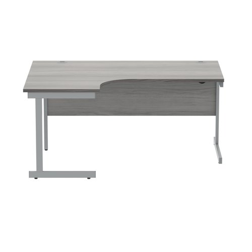 Polaris Left Hand Radial SU Cantilever Desk 1600x1200x730mm Alaskan Grey Oak/Silver KF821500 KF821500