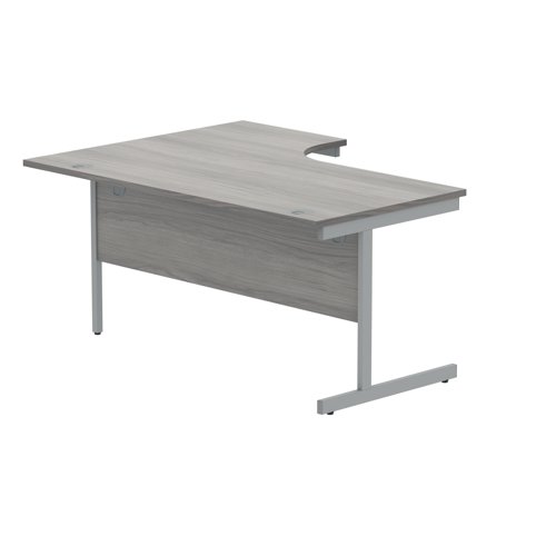 Polaris Right Hand Radial SU Cantilever Desk 1600x1200x730mm Alaskan Grey Oak/Silver KF821510 KF821510