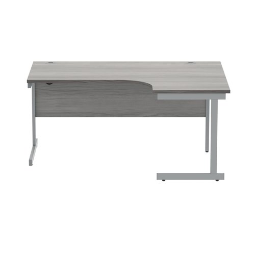 Polaris Right Hand Radial SU Cantilever Desk 1600x1200x730mm Alaskan Grey Oak/Silver KF821510