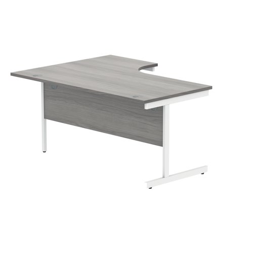 Polaris Right Hand Radial SU Cantilever Desk 1600x1200x730mm Alaskan Grey Oak/White KF821530