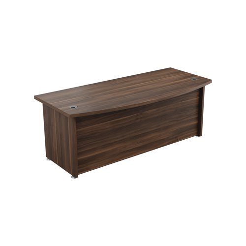 This Avior bow-fronted executive desk has a premium wood finish with chrome detailing and a 36mm heat and stain-resistant desktop. This stylish and well designed desk with built in modesty board allows you to work in complete comfort at all times. Spacious and with dual cable ports, it can accommodate all your computer equipment without the wires getting in your way. The built in modesty board offers additional protection and is perfect for open plan offices.