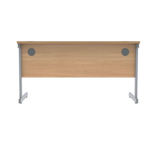 Polaris Rectangular Single Upright Cantilever Desk 1400x600x730mm Norwegian Beech/Silver KF821550 - KF821550