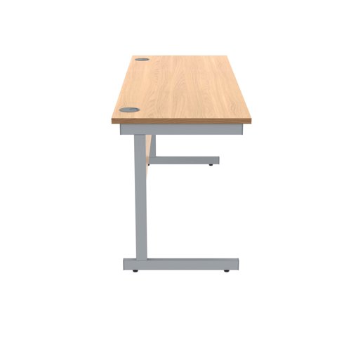 Polaris Rectangular Single Upright Cantilever Desk 1600x600x730mm Norwegian Beech/Silver KF821560