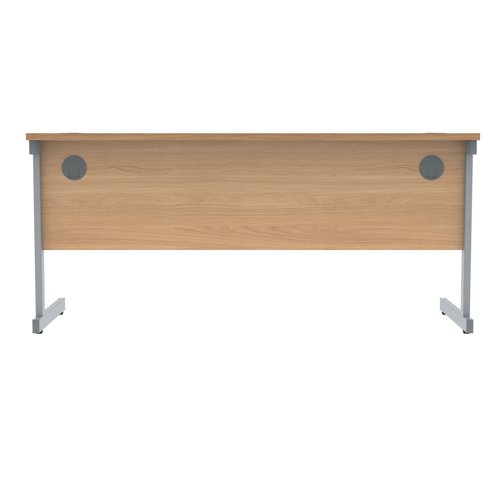 Polaris Rectangular Single Upright Cantilever Desk 1600x600x730mm Norwegian Beech/Silver KF821560 VOW