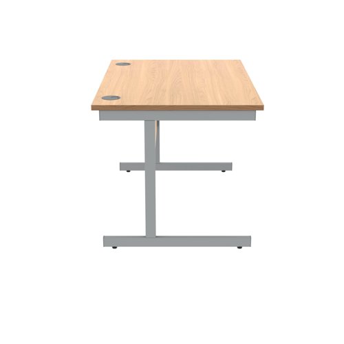 Polaris Rectangular Single Upright Cantilever Desk 1200x800x730mm Norwegian Beech/Silver KF821570 KF821570