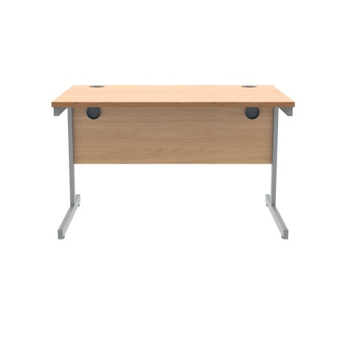 Polaris Rectangular Single Upright Cantilever Desk 1200x800x730mm Norwegian Beech/Silver KF821570 KF821570