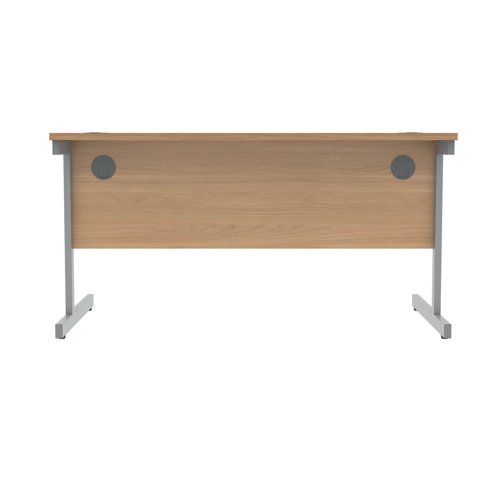 Polaris Rectangular Single Upright Cantilever Desk 1400x800x730mm Norwegian Beech/Silver KF821580 KF821580
