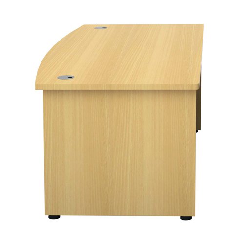KF821588 | This Avior bow-fronted executive desk has a premium wood finish with chrome detailing and a 36mm heat and stain-resistant desktop. This stylish and well designed desk with built in modesty board allows you to work in complete comfort at all times. Spacious and with dual cable ports, it can accommodate all your computer equipment without the wires getting in your way. The built in modesty board offers additional protection and is perfect for open plan offices.