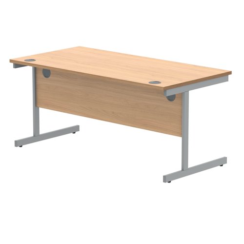 Polaris Rectangular Single Upright Cantilever Desk 1600x800x730mm Norwegian Beech/Silver KF821590 VOW