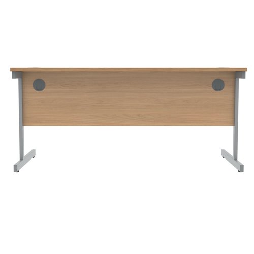 Polaris Rectangular Single Upright Cantilever Desk 1600x800x730mm Norwegian Beech/Silver KF821590 KF821590