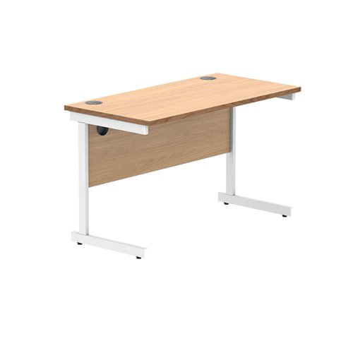 KF821600 Polaris Rectangular Single Upright Cantilever Desk 1200x600x730mm Norwegian Beech/White KF821600