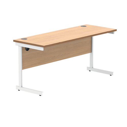 KF821620 Polaris Rectangular Single Upright Cantilever Desk 1600x600x730mm Norwegian Beech/White KF821620