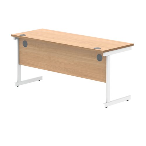 Polaris Rectangular Single Upright Cantilever Desk 1600x600x730mm Norwegian Beech/White KF821620 KF821620