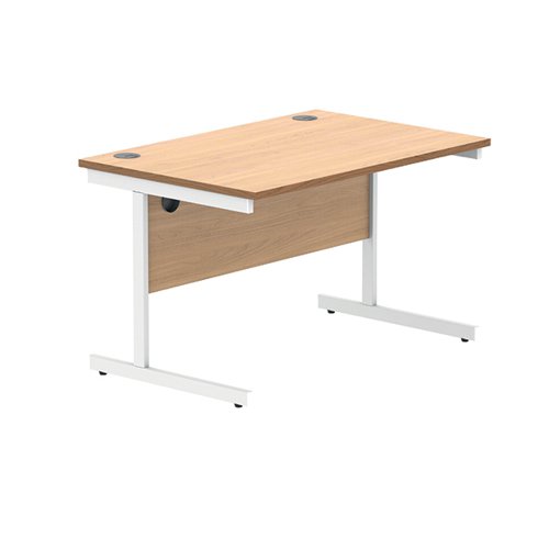 Polaris Rectangular Single Upright Cantilever Desk 1200x800x730mm Norwegian Beech/White KF821630 VOW