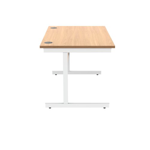 Polaris Rectangular Single Upright Cantilever Desk 1200x800x730mm Norwegian Beech/White KF821630 KF821630