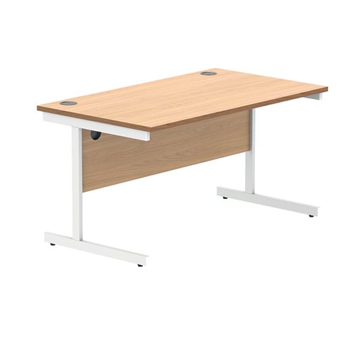 Polaris Rectangular Single Upright Cantilever Desk 1400x800x730mm Norwegian Beech/White KF821640