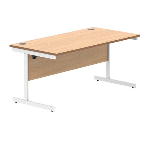 KF821650 Polaris Rectangular Single Upright Cantilever Desk 1600x800x730mm Norwegian Beech/White KF821650