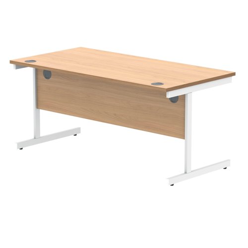 KF821650 Polaris Rectangular Single Upright Cantilever Desk 1600x800x730mm Norwegian Beech/White KF821650