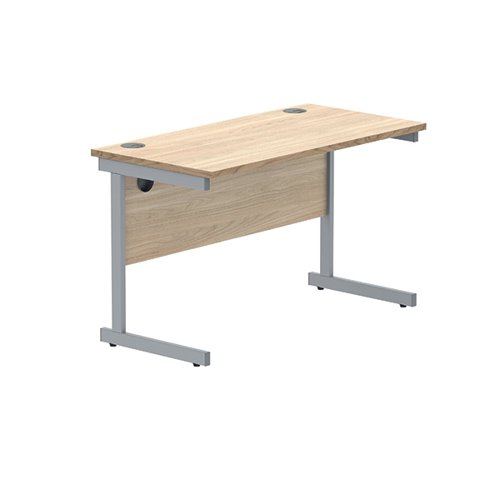 Polaris Rectangular Single Upright Cantilever Desk 1200x600x730mm Canadian Oak/Silver KF821660 VOW