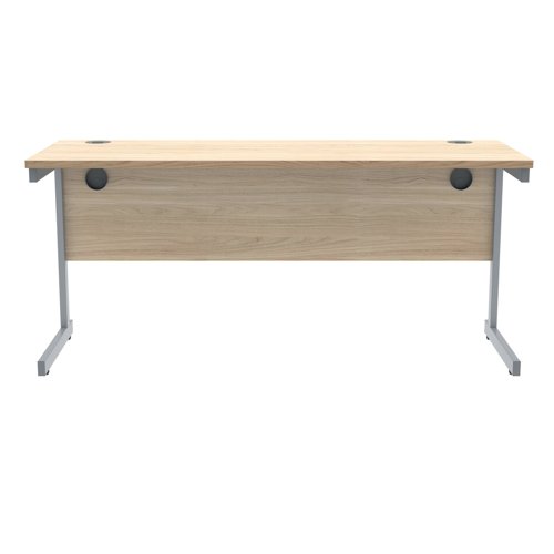 Polaris Rectangular Single Upright Cantilever Desk 1600x600x730mm Canadian Oak/Silver KF821680 VOW