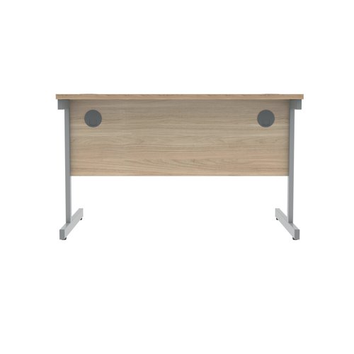 Polaris Rectangular Single Upright Cantilever Desk 1200x800x730mm Canadian Oak/Silver KF821690 VOW