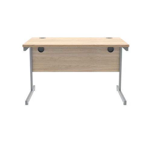 Polaris Rectangular Single Upright Cantilever Desk 1200x800x730mm Canadian Oak/Silver KF821690