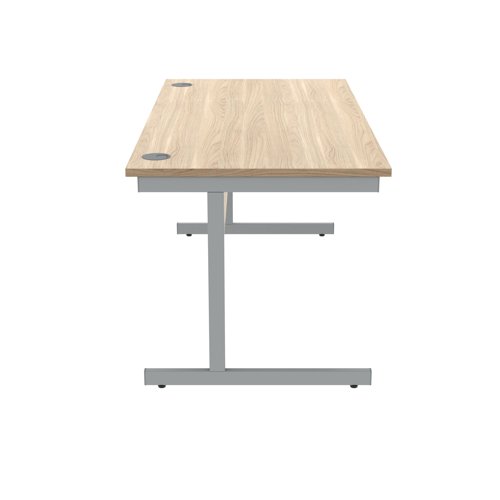 KF821710 Polaris Rectangular Single Upright Cantilever Desk 1600x800x730mm Canadian Oak/Silver KF821710
