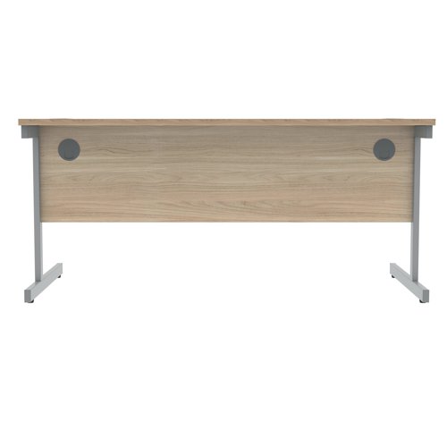 Polaris Rectangular Single Upright Cantilever Desk 1600x800x730mm Canadian Oak/Silver KF821710 VOW