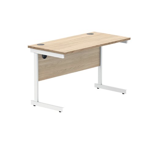 Polaris Rectangular Single Upright Cantilever Desk 1200x600x730mm Canadian Oak/White KF821720 VOW