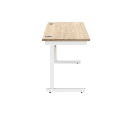Polaris Rectangular Single Upright Cantilever Desk 1200x600x730mm Canadian Oak/White KF821720 KF821720
