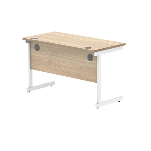 Polaris Rectangular Single Upright Cantilever Desk 1200x600x730mm Canadian Oak/White KF821720 - KF821720
