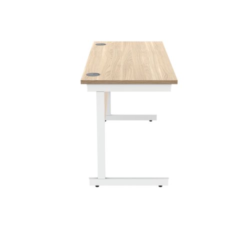 KF821730 Polaris Rectangular Single Upright Cantilever Desk 1400x600x730mm Canadian Oak/White KF821730