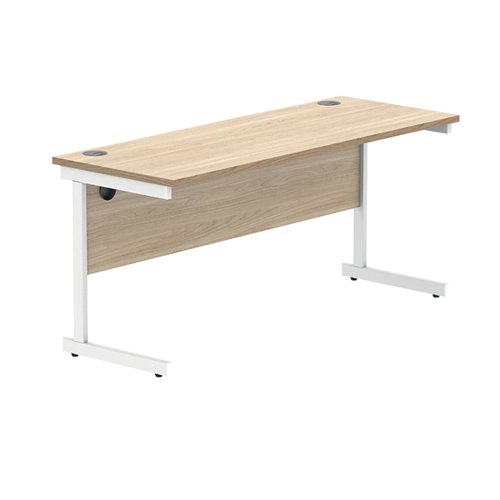 KF821740 Polaris Rectangular Single Upright Cantilever Desk 1600x600x730mm Canadian Oak/White KF821740