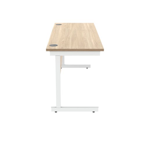 KF821740 Polaris Rectangular Single Upright Cantilever Desk 1600x600x730mm Canadian Oak/White KF821740