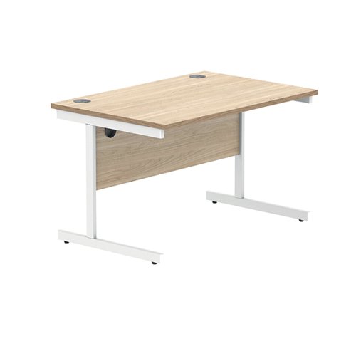 Polaris Rectangular Single Upright Cantilever Desk 1200x800x730mm Canadian Oak/White KF821750