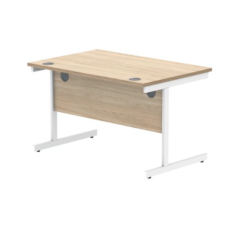 Polaris Rectangular Single Upright Cantilever Desk 1200x800x730mm Canadian Oak/White KF821750 - KF821750