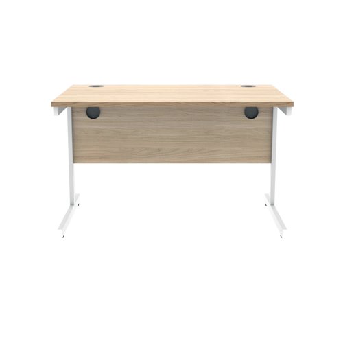 Polaris Rectangular Single Upright Cantilever Desk 1200x800x730mm Canadian Oak/White KF821750 VOW