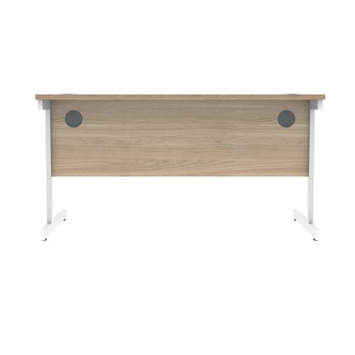 Polaris Rectangular Single Upright Cantilever Desk 1400x800x730mm Canadian Oak/White KF821760 VOW