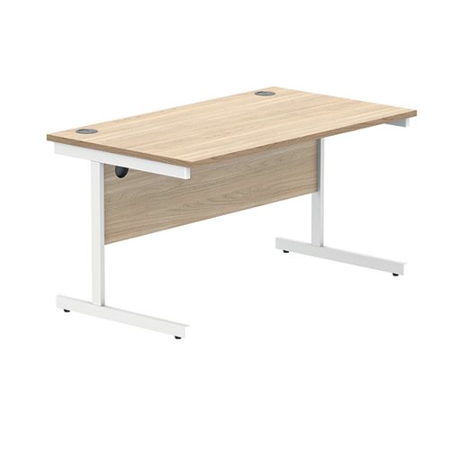 Polaris Rectangular Single Upright Cantilever Desk 1600x800x730mm Canadian Oak/White KF821770 VOW