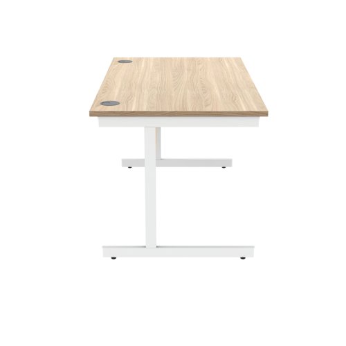 KF821770 Polaris Rectangular Single Upright Cantilever Desk 1600x800x730mm Canadian Oak/White KF821770