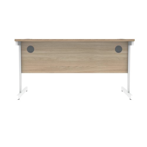Polaris Rectangular Single Upright Cantilever Desk 1600x800x730mm Canadian Oak/White KF821770