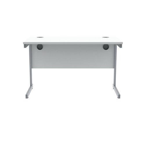 KF821780 Polaris Rectangular Single Upright Cantilever Desk 1200x600x730mm Arctic White/Silver KF821780