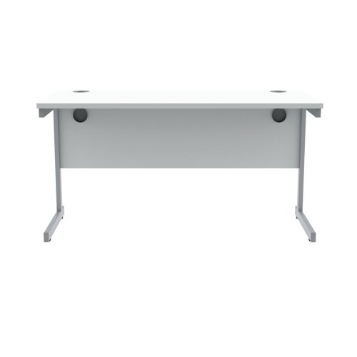 KF821790 Polaris Rectangular Single Upright Cantilever Desk 1400x600x730mm Arctic White/Silver KF821790