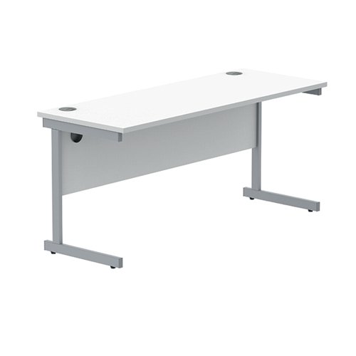 KF821800 Polaris Rectangular Single Upright Cantilever Desk 1600x600x730mm Arctic White/Silver KF821800