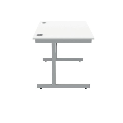 Polaris Rectangular Single Upright Cantilever Desk 1200x800x730mm Arctic White/Silver KF821810 VOW
