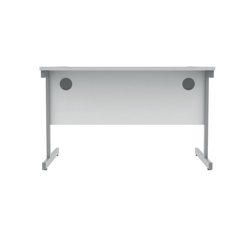 Polaris Rectangular Single Upright Cantilever Desk 1200x800x730mm Arctic White/Silver KF821810 VOW