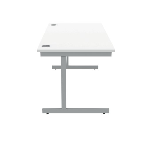 Polaris Rectangular Single Upright Cantilever Desk 1600x800x730mm Arctic White/Silver KF821830 VOW